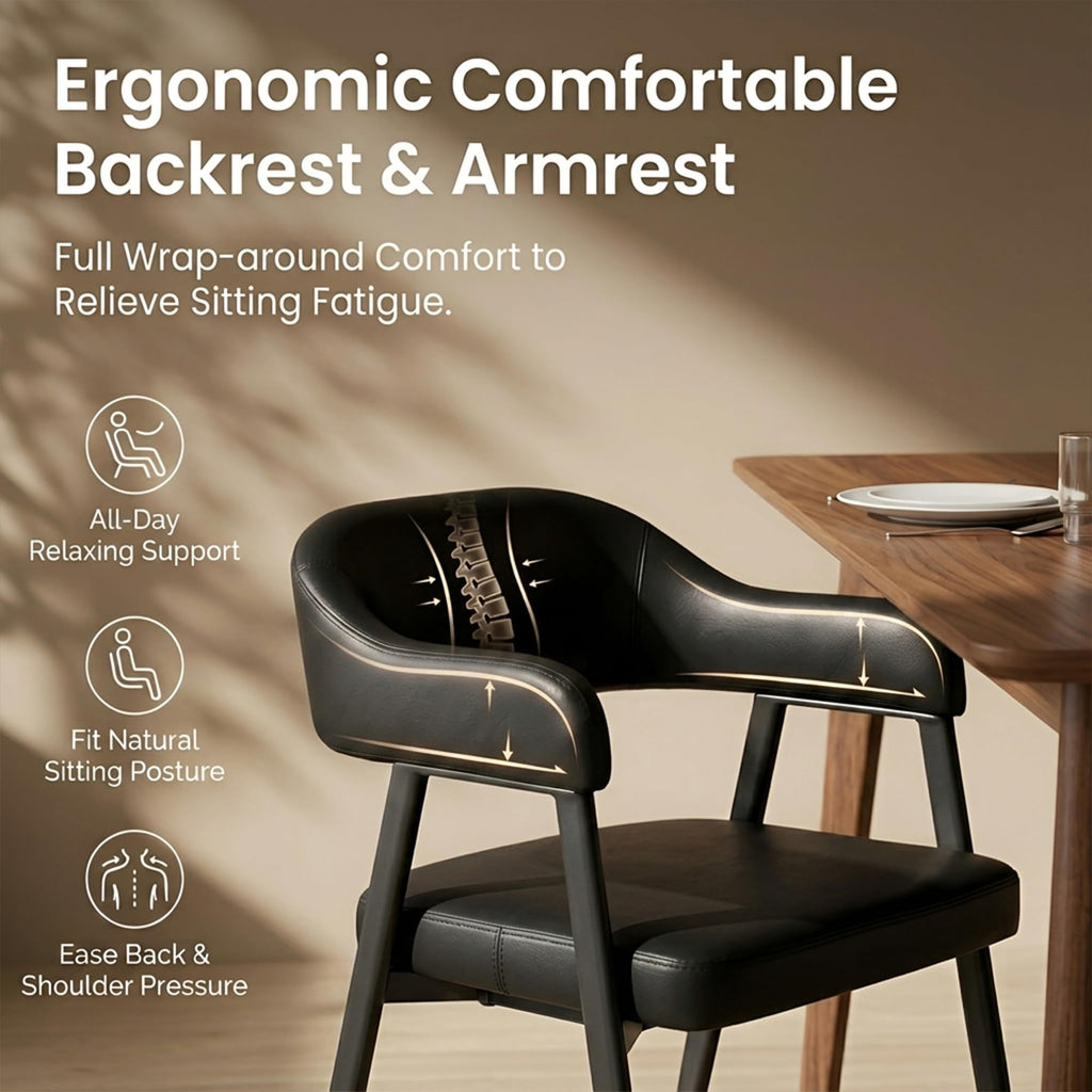 Black Faux Leather Dining Chairs Set of 6 R6710