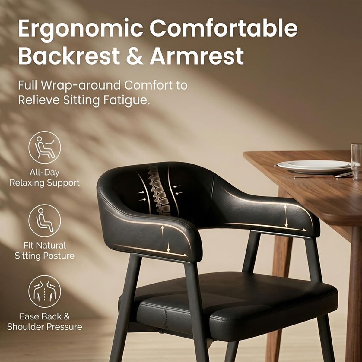 Black Faux Leather Dining Chairs Set of 6 R6710