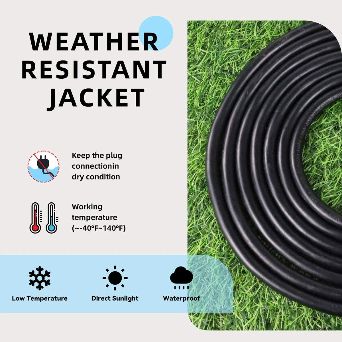 100 Ft Heavy Duty Outdoor Extension Cord, 12/3 SJTW Black 3-Prong B40021