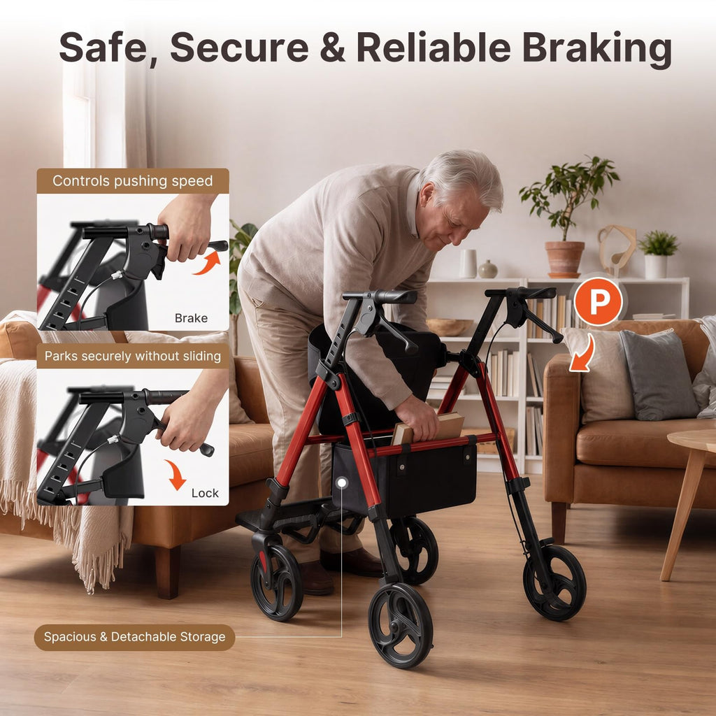 Lightweight Rollator Walkers Wheelchair Combo with Seat U975789
