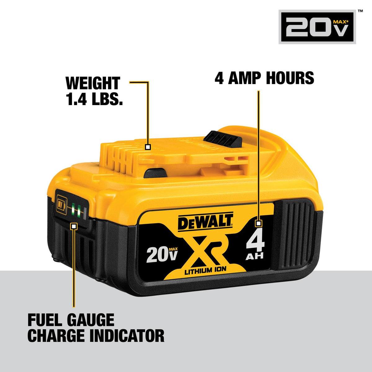 20V MAX Lithium Ion Battery 2 Ah and 4 Ah 4-Pack N671