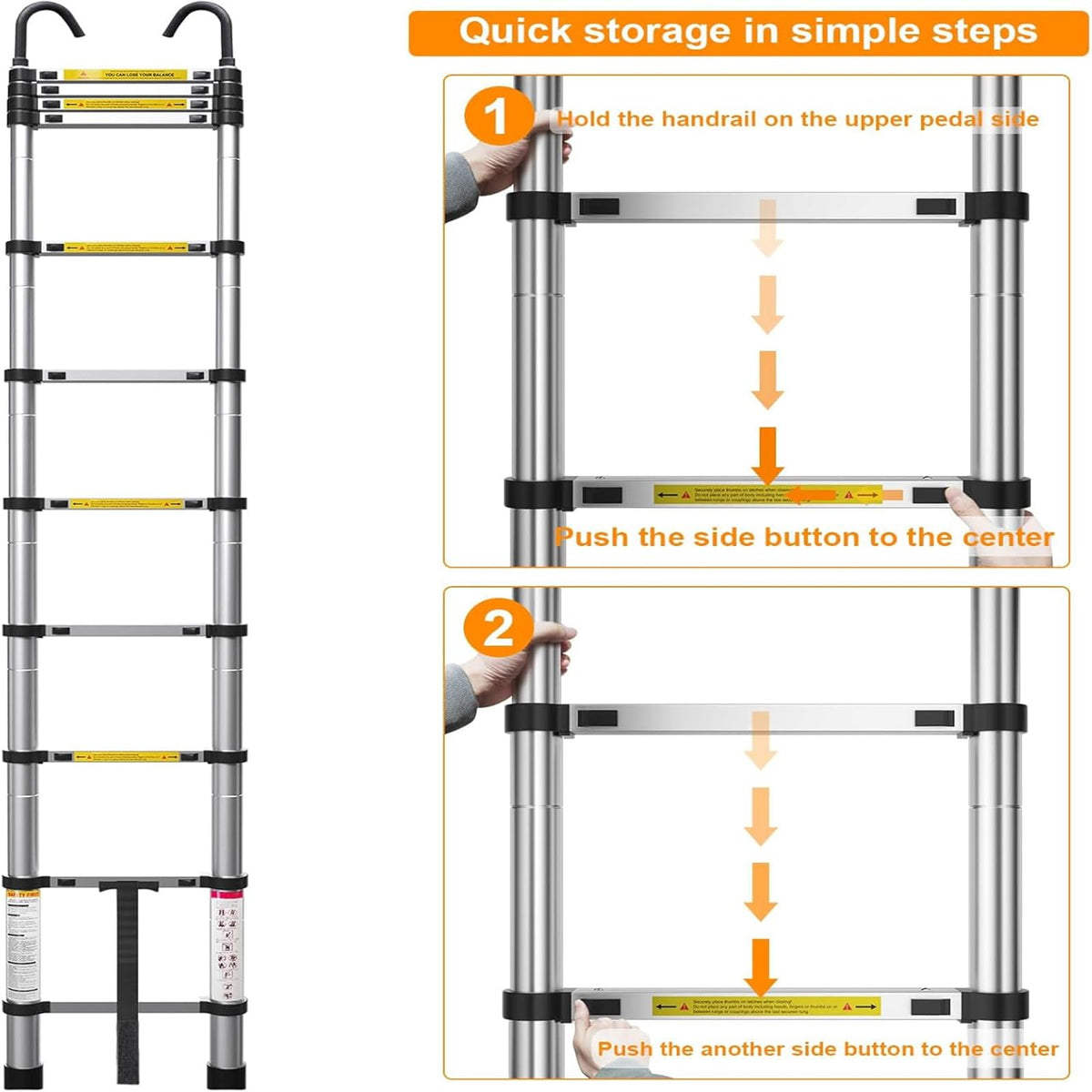 10.5ft Aluminum Telescoping Ladder 330 lbs Capacity J1484