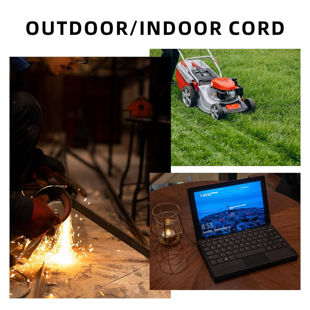 100 Ft Heavy Duty Outdoor Extension Cord, 12/3 SJTW Black 3-Prong B40021