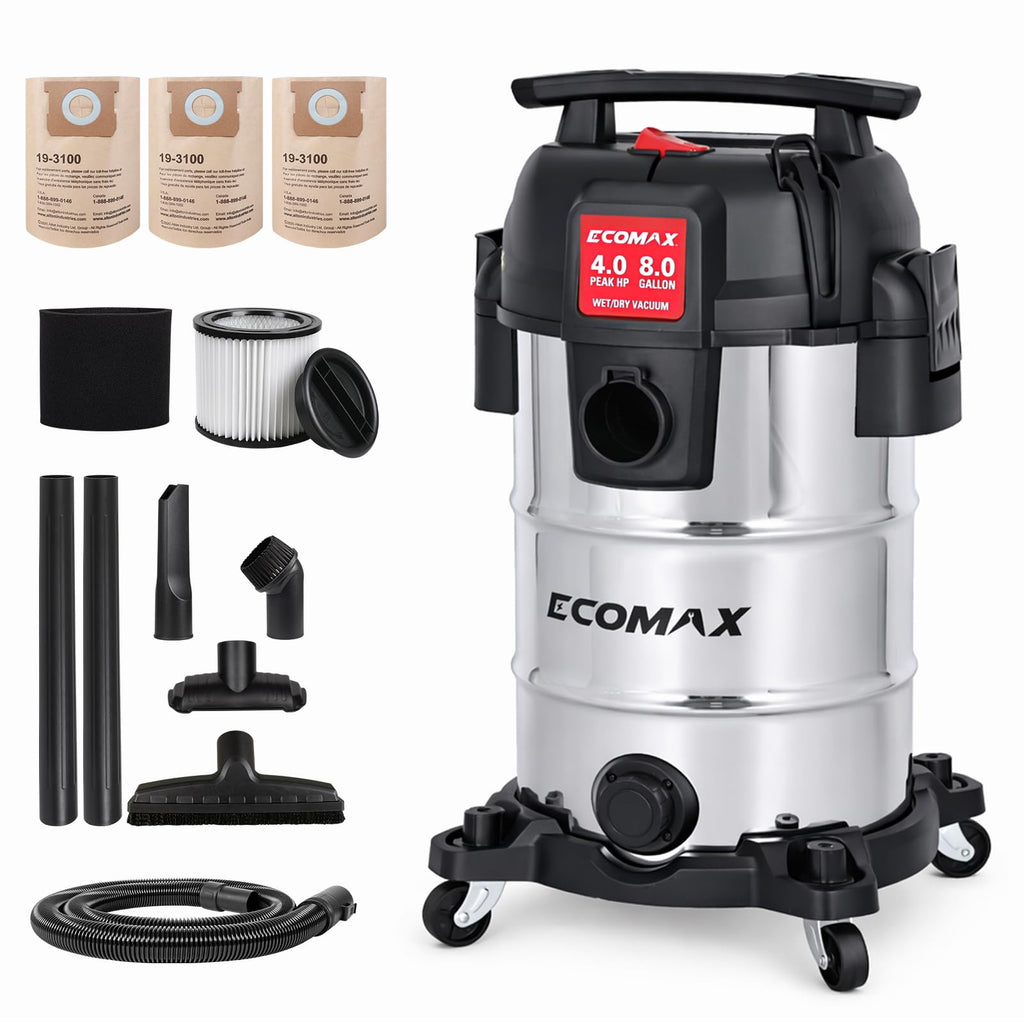 8 Gallon Stainless Steel Wet and Dry Shop Vacuum F573145