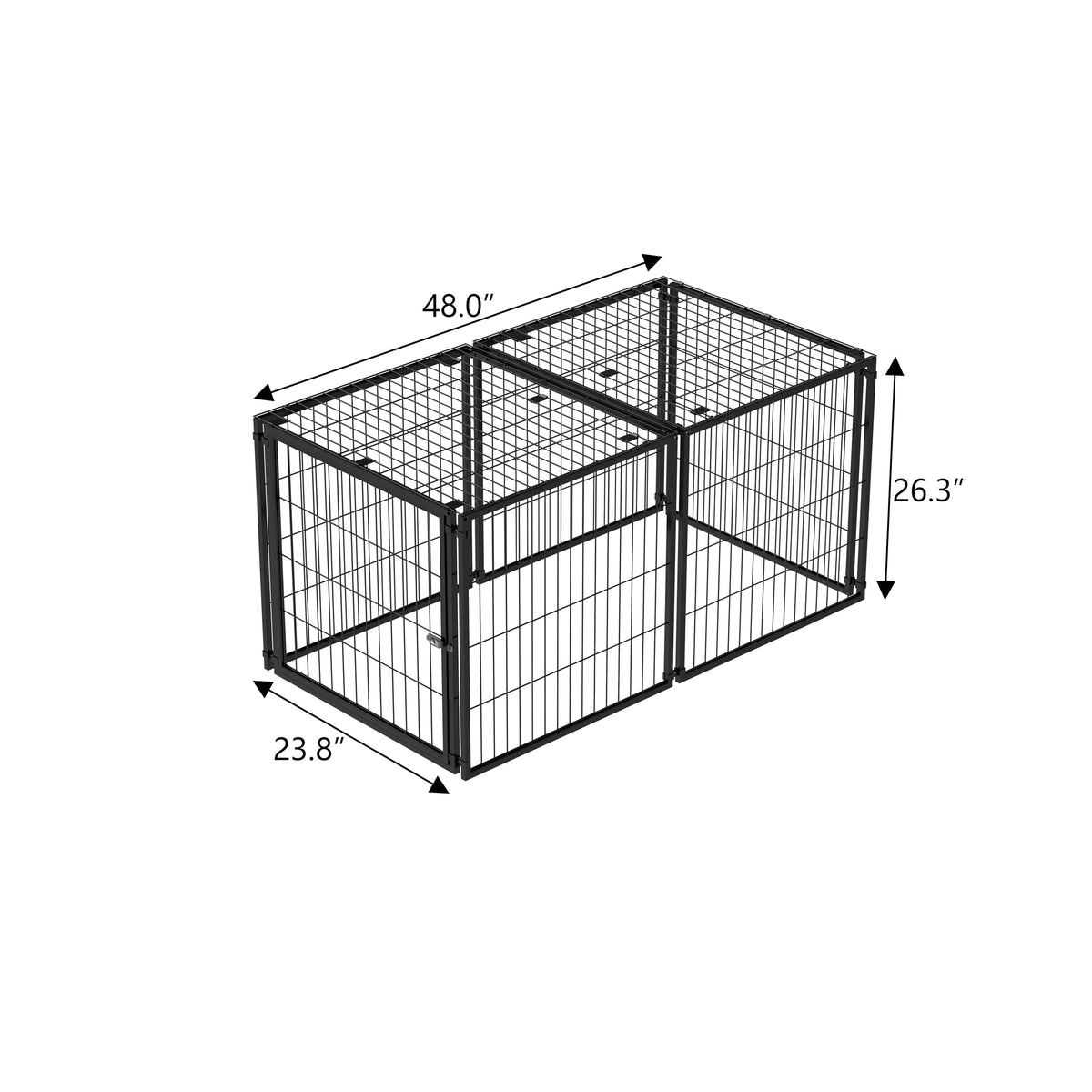 48 Inch Black Metal Dog Crate with Removable Top Cover Y50827