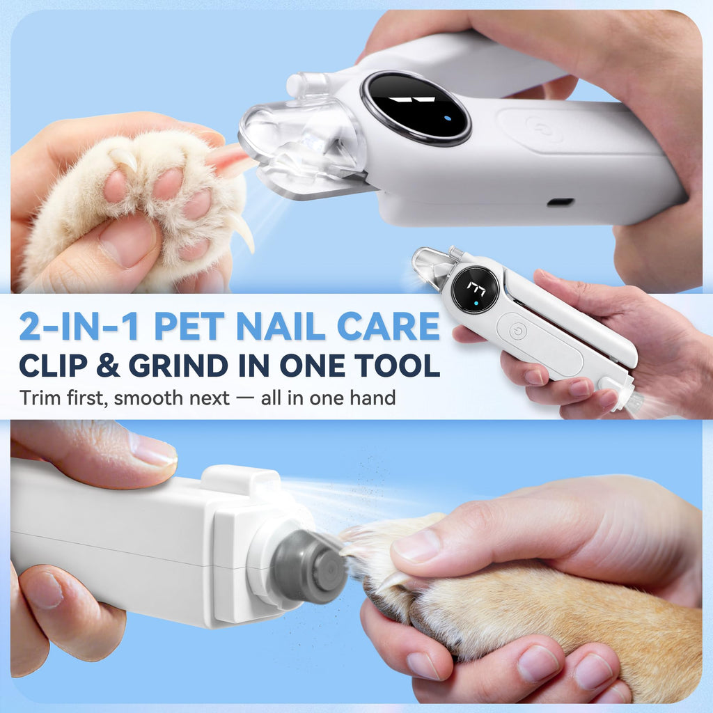 2-in-1 Quiet Electric Pet Nail Clipper & Grinder with Light W835577