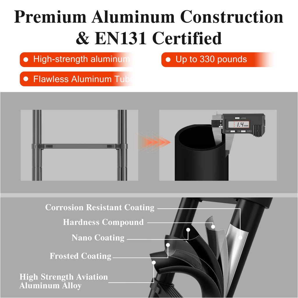 12.5 FT Black Aluminum Telescoping Ladder A300997