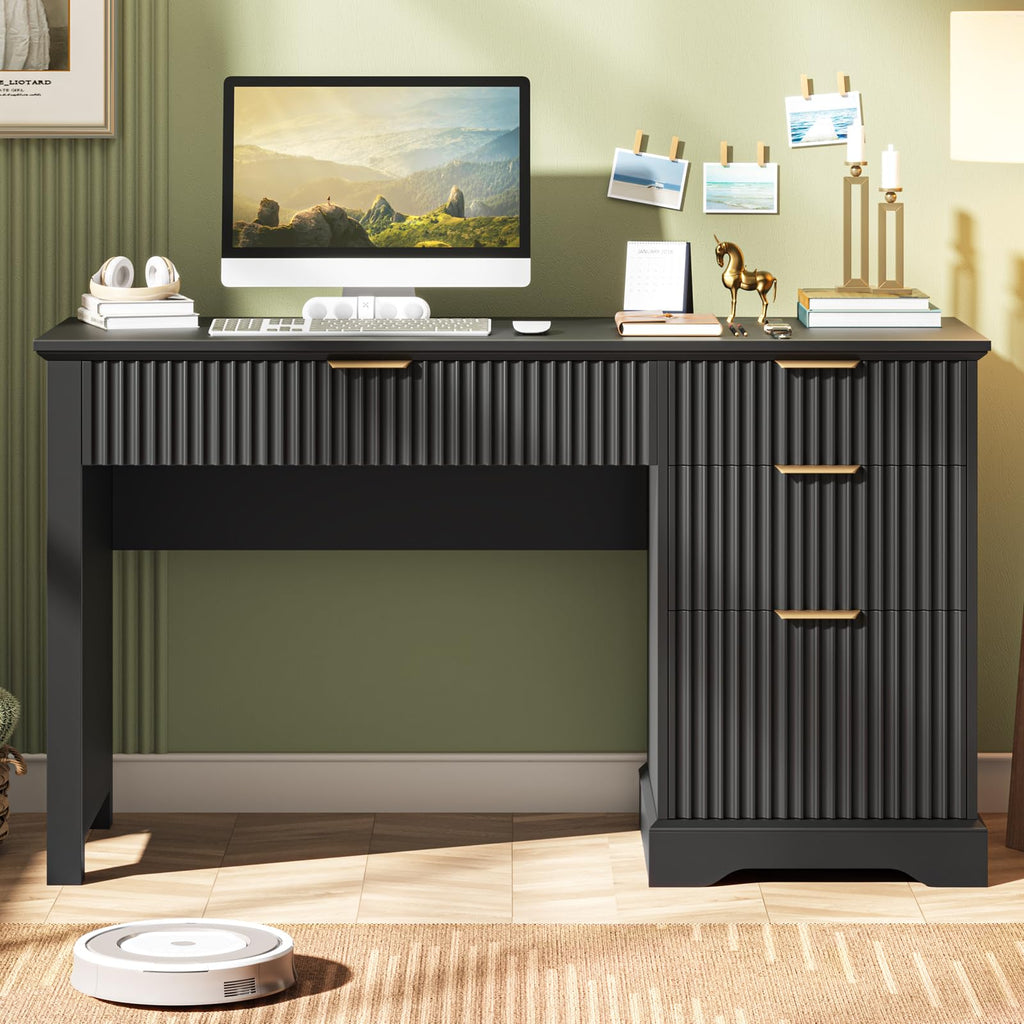 Black Wood Executive Desk with Drawers T375