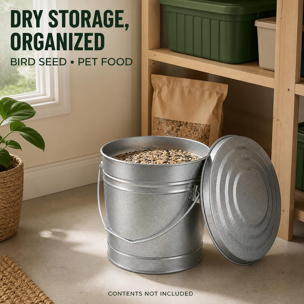 6 Gal Galvanized Steel Storage Can with Locking Lid J658982