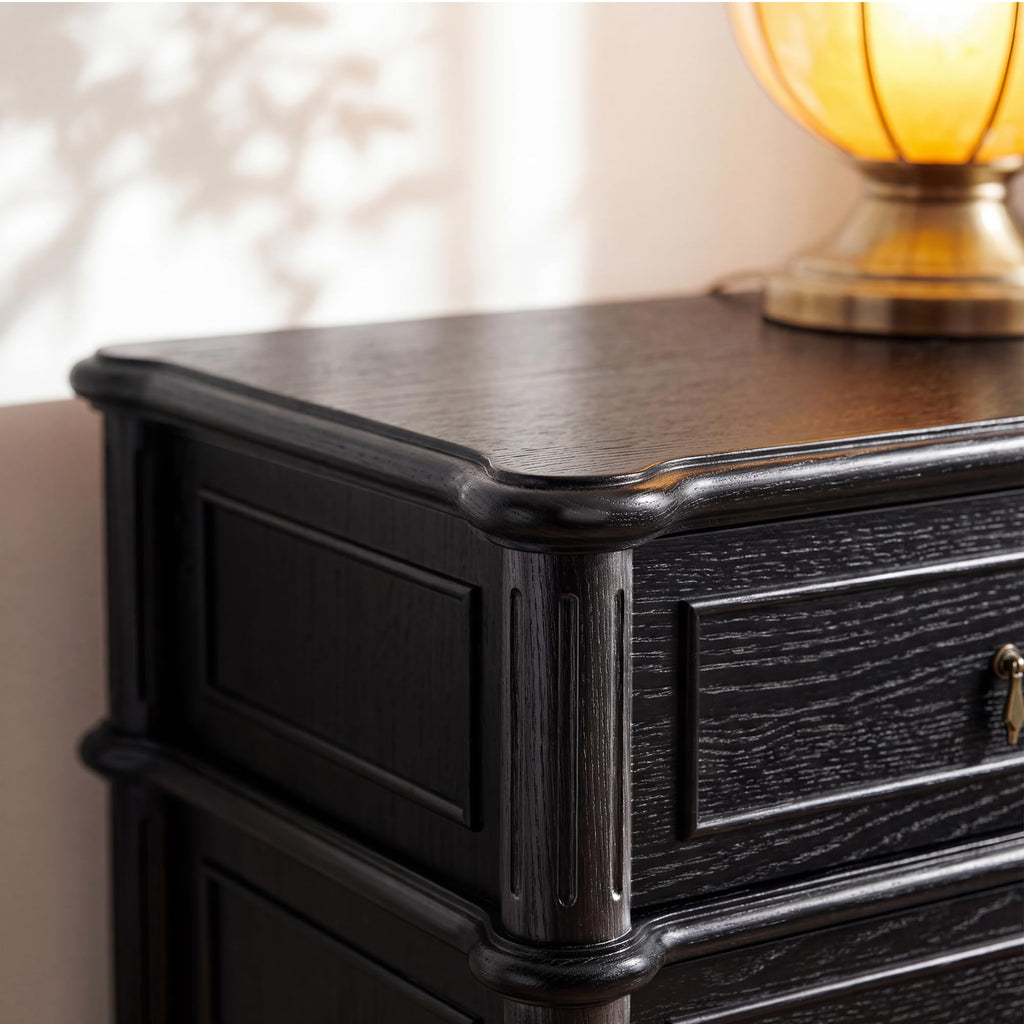 63" 9-Drawer Wood Dresser with Power Outlet, Black X824