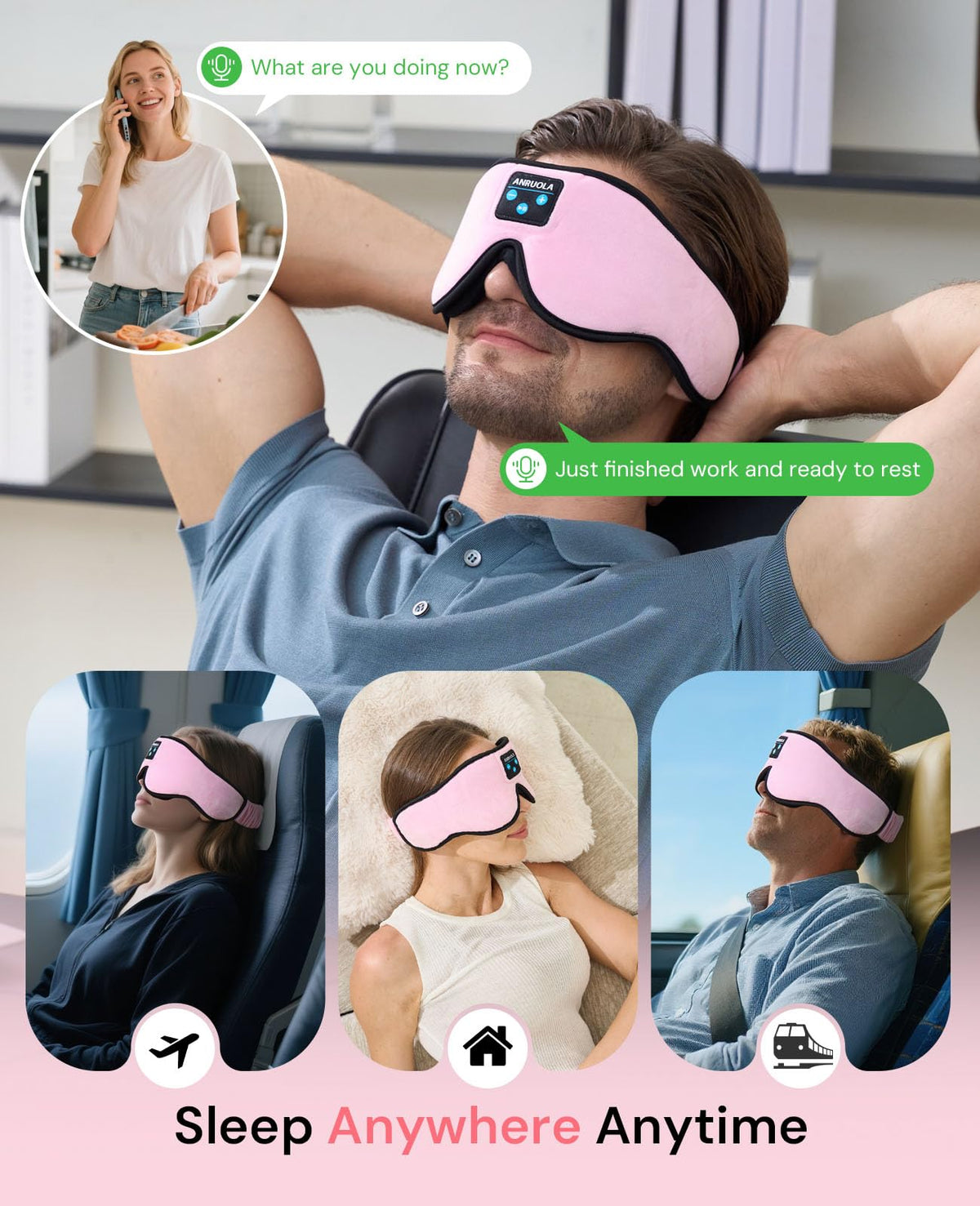Bluetooth Sleep Mask with Wireless Headphones P30374
