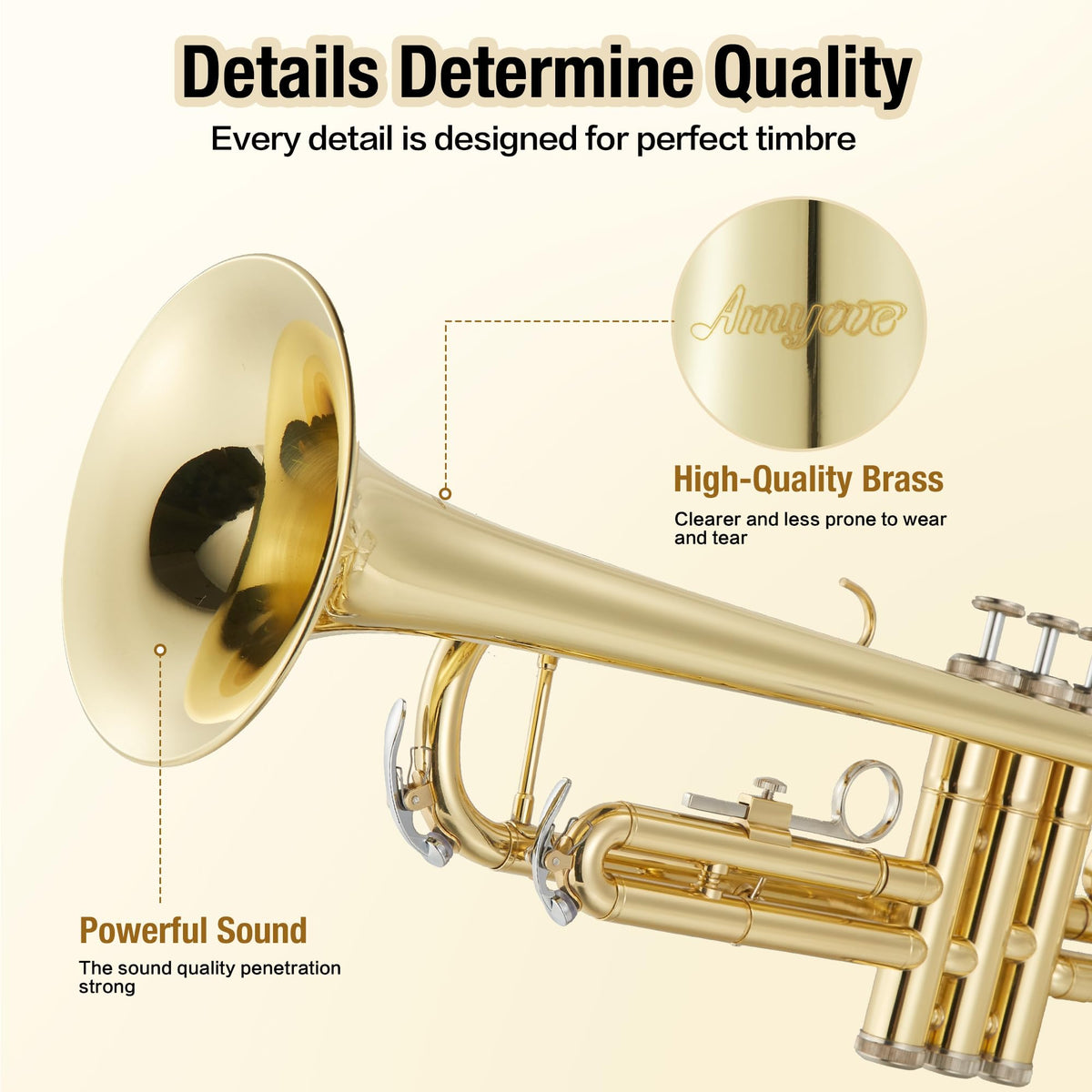 Gold Lacquer Brass Trumpet with Hard Case E8402