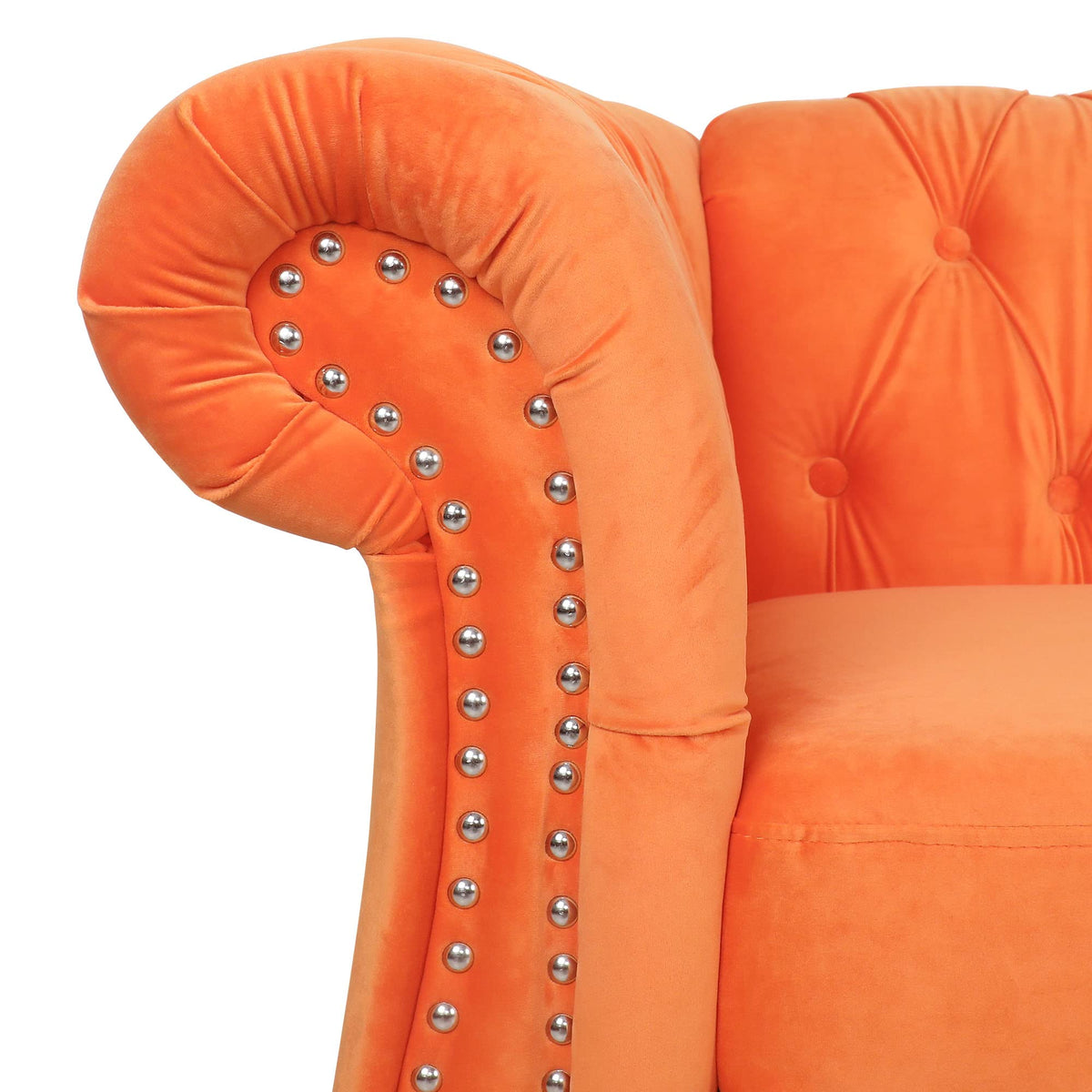 Orange Velvet 3 Seater Sofa Q107512