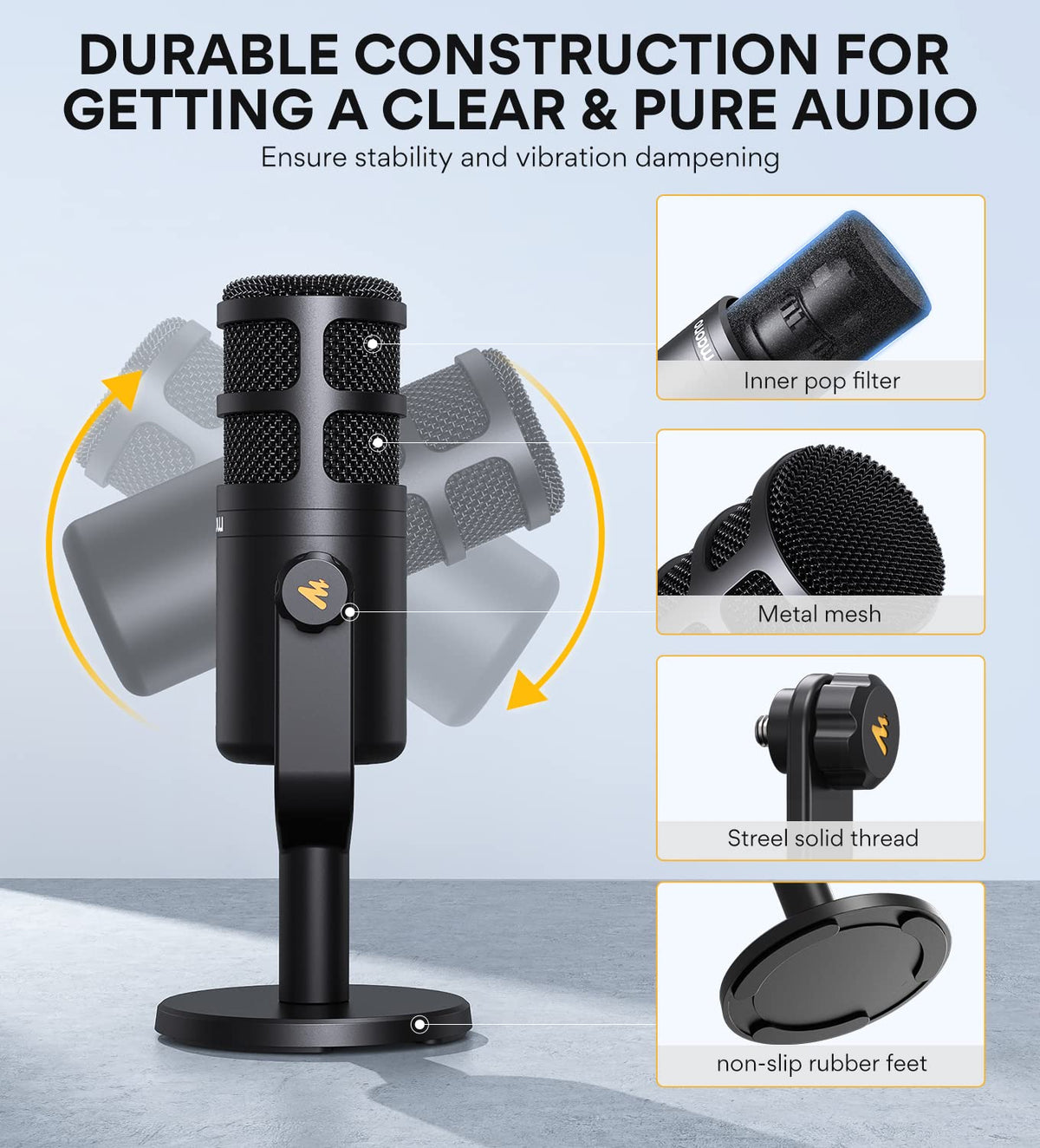 XLR Podcast Microphone, Cardioid Dynamic Metal Desk Mic P5986