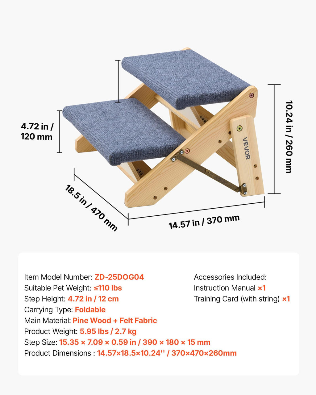 Wood 2-Step Pet Stairs J15164