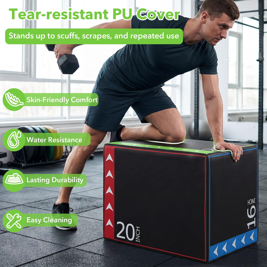 3-in-1 Foam Plyometric Jump Box with Non-Slip Cover U9692