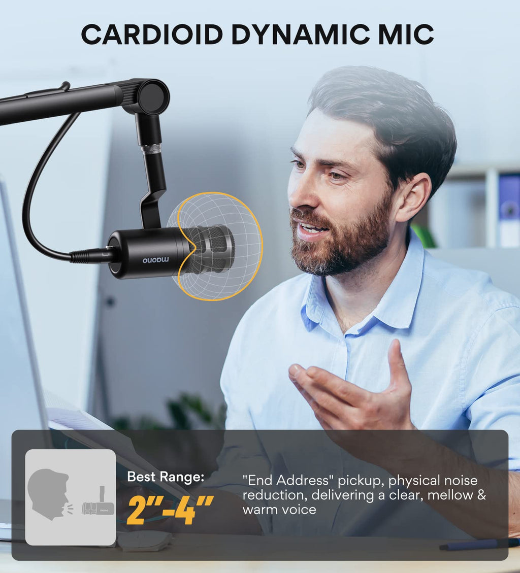 XLR Podcast Microphone, Cardioid Dynamic Metal Desk Mic P5986