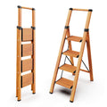 4 Step Ladders, 300lbs Load, 36'' Top Step, Wood Grain H680266