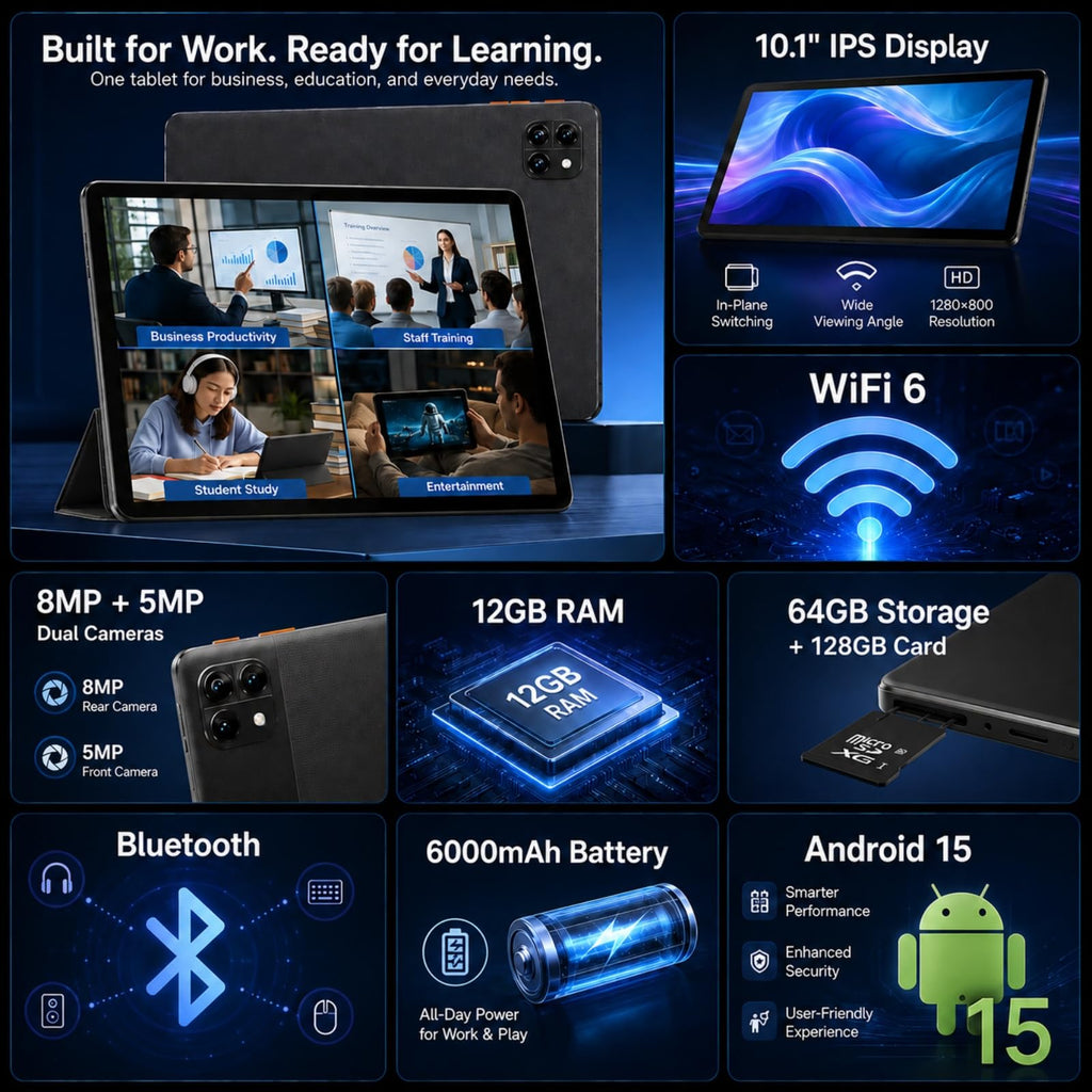 Android 15 Tablet 10.1 in 12GB RAM 64GB ROM X9248