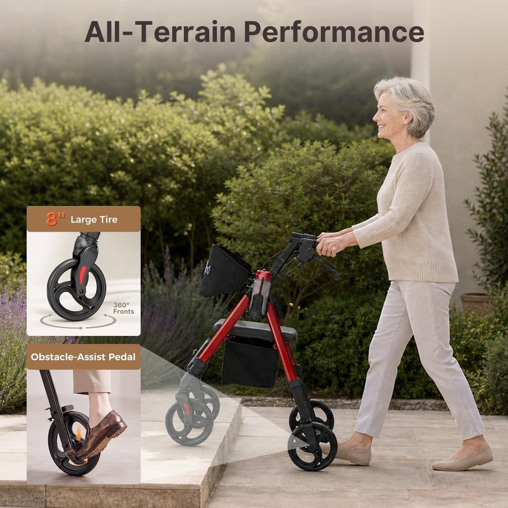 Lightweight Rollator Walkers Wheelchair Combo with Seat U975789
