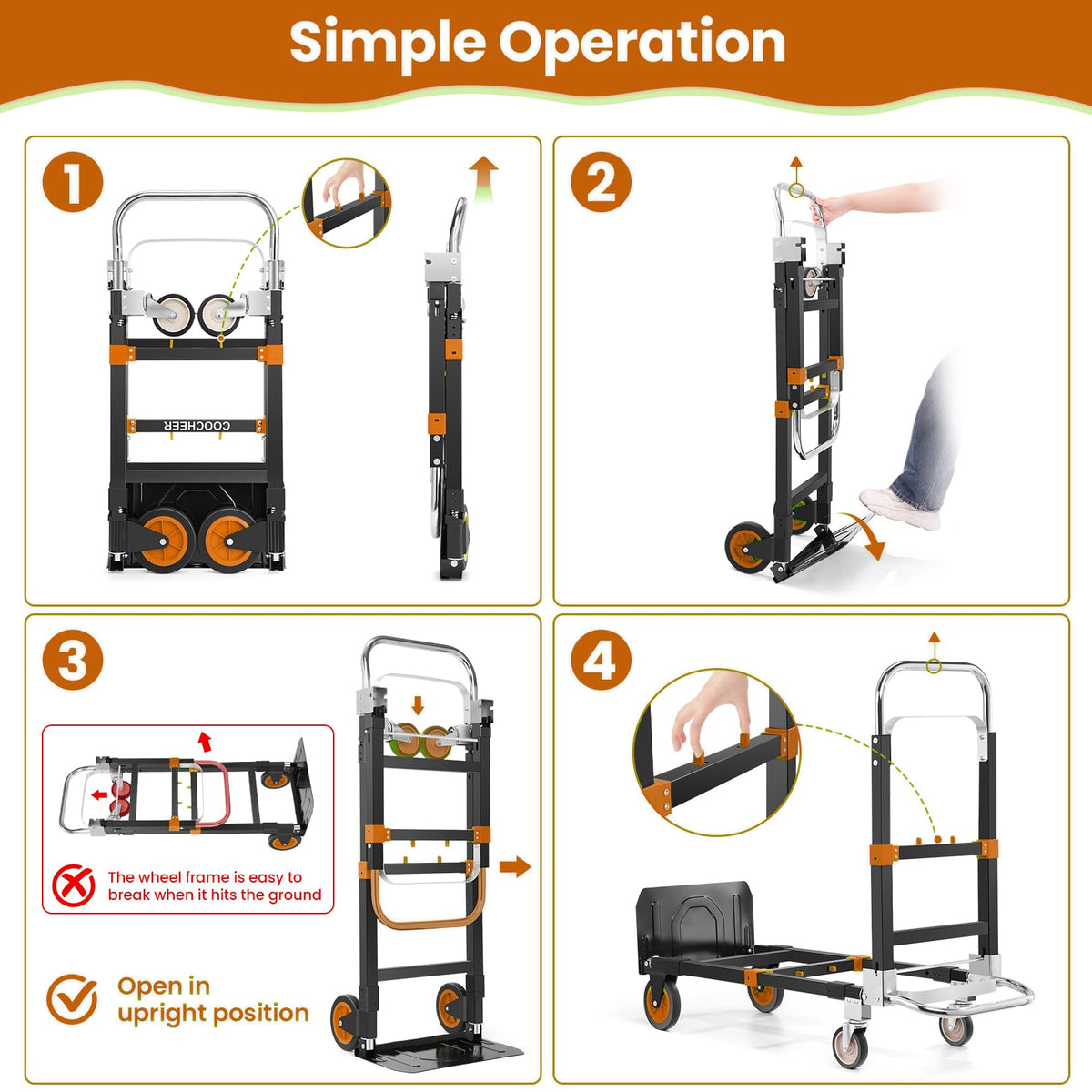 Folding Hand Truck Orange O330