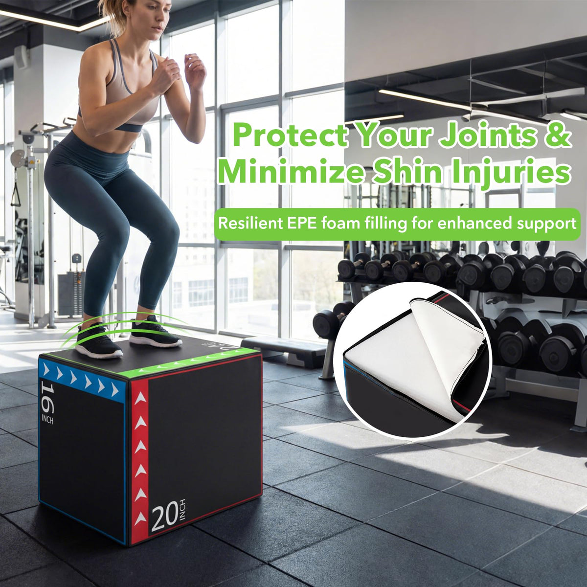 3-in-1 Foam Plyometric Jump Box with Non-Slip Cover U9692
