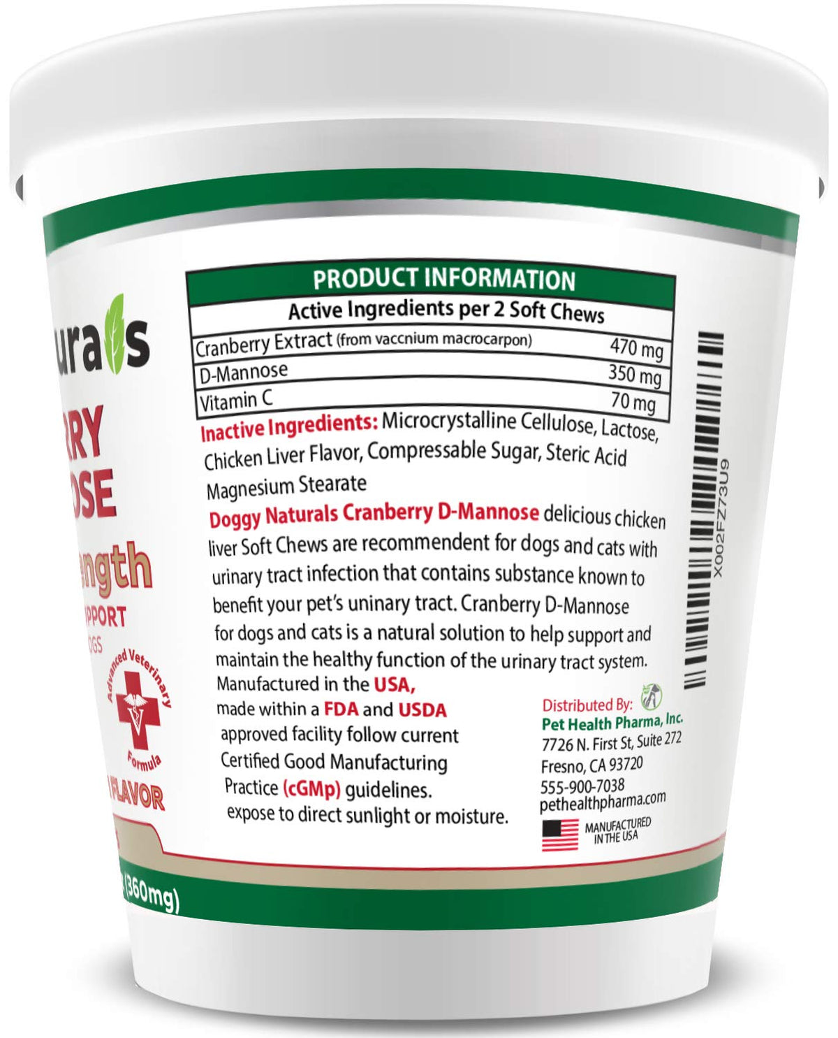 Cranberry D-Mannose Soft Chew 11.4 oz 120 Count P6508