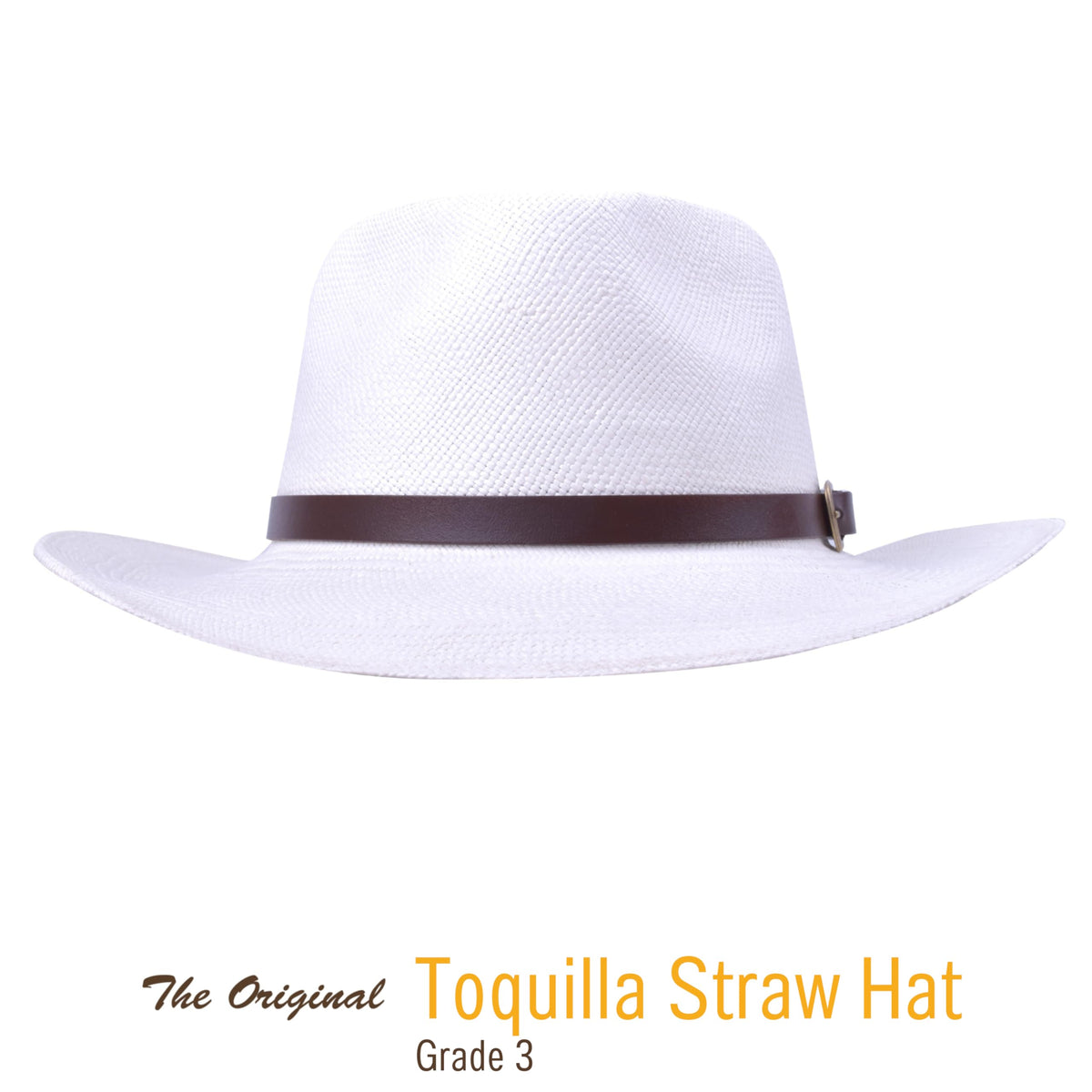 Panama Hat Teardrop Shape Recycled Leather Toquilla Straw K107877