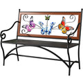 39.7" Black Metal Outdoor Bench with Armrest N350570