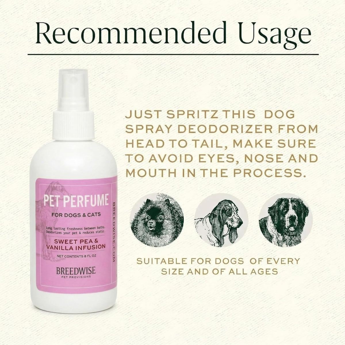 Sweet Pea & Vanilla Dog Perfume Spray 8 Oz B927