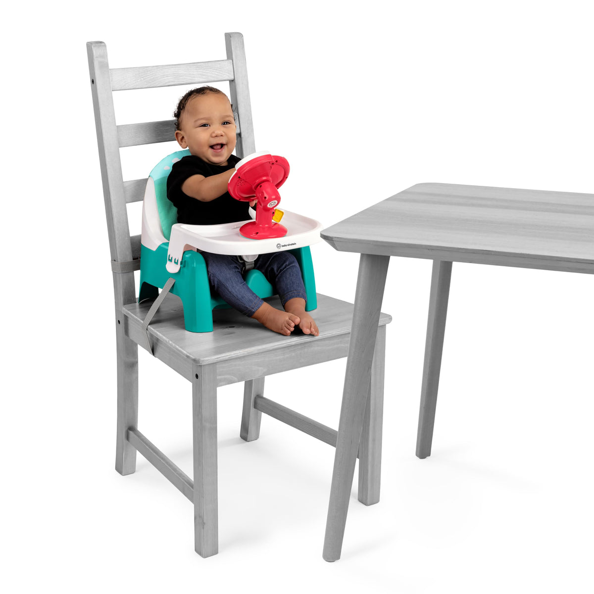 2 in 1 Compact Booster Feeding Seat with Musical Steering Wheel Toy X620