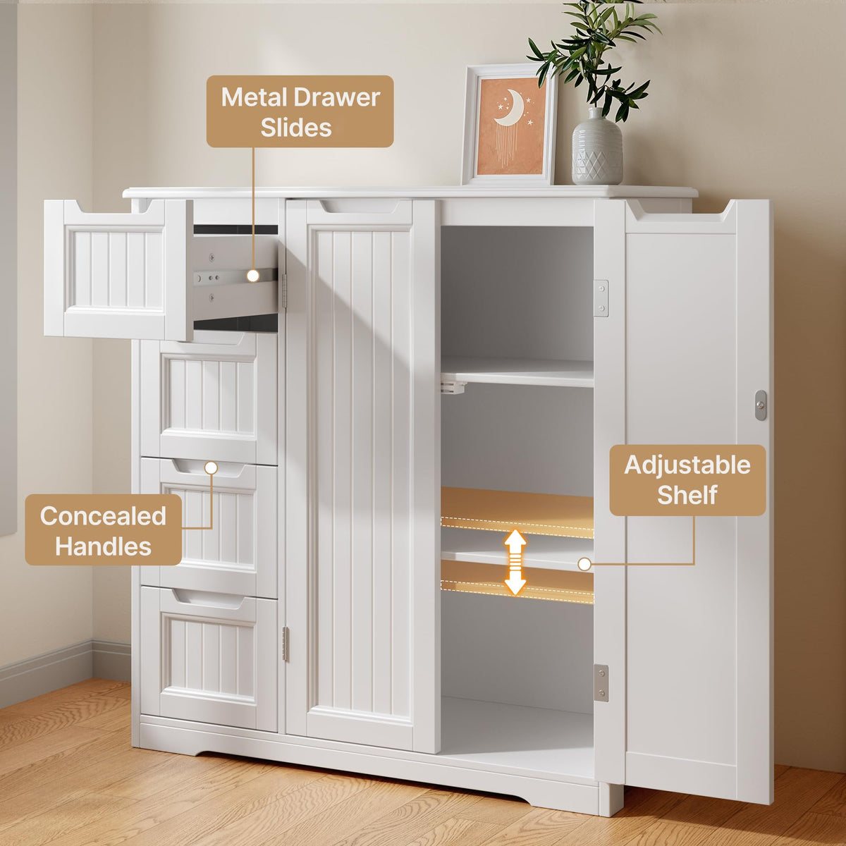 Storage Cabinet with 4 Drawers & 2 Doors C603501