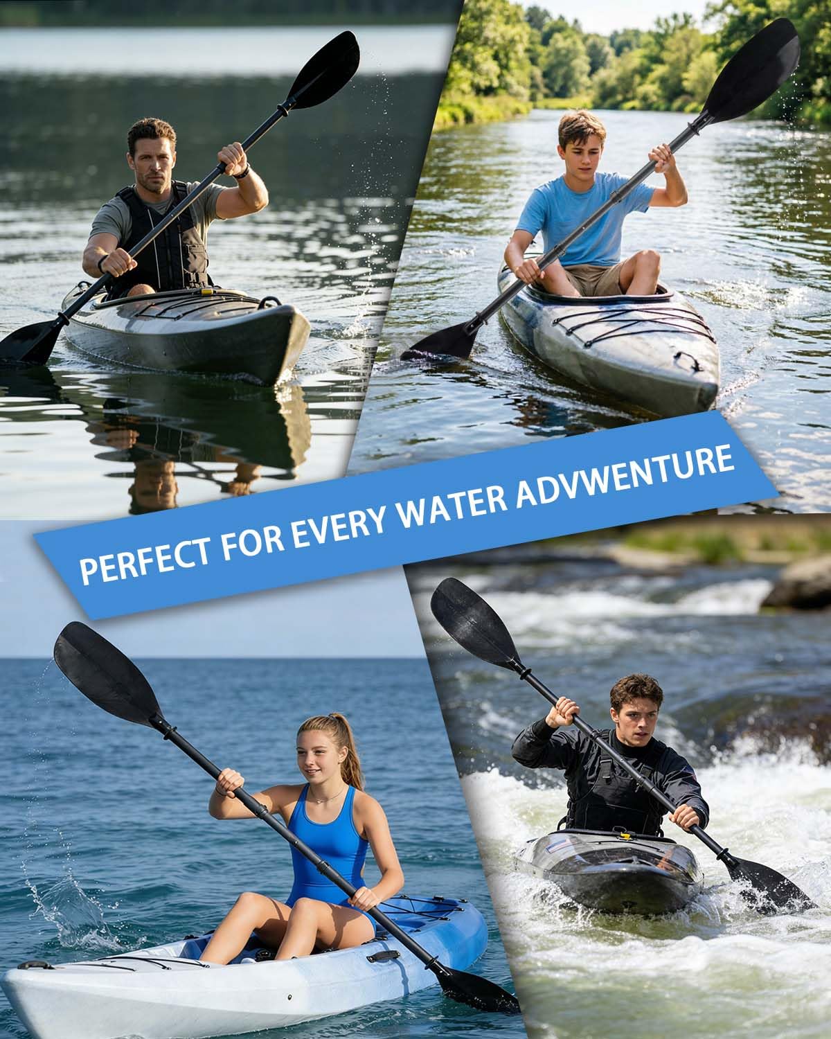 Adjustable Kayak Paddle 60-90" Stainless Steel G34860