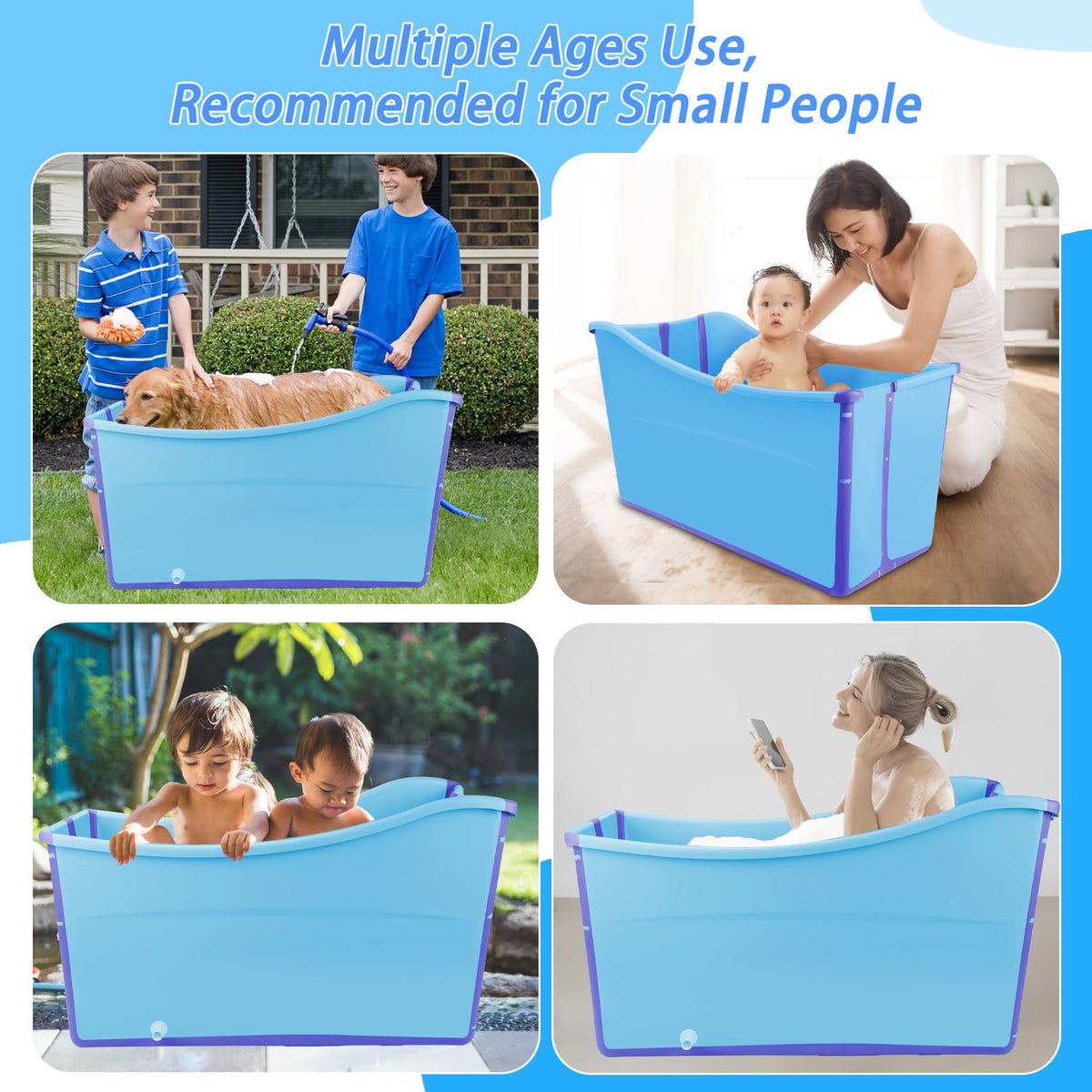 Collapsible Extra Large Dog Bathtub with Drainage Pipe Z3463