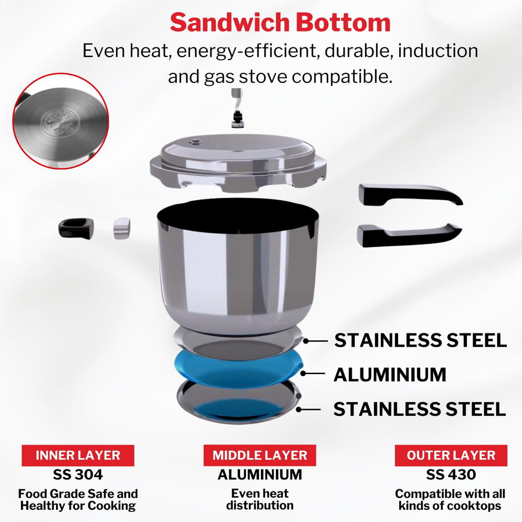 Stainless Steel 3 Litres Pressure Pan with Lid O58569