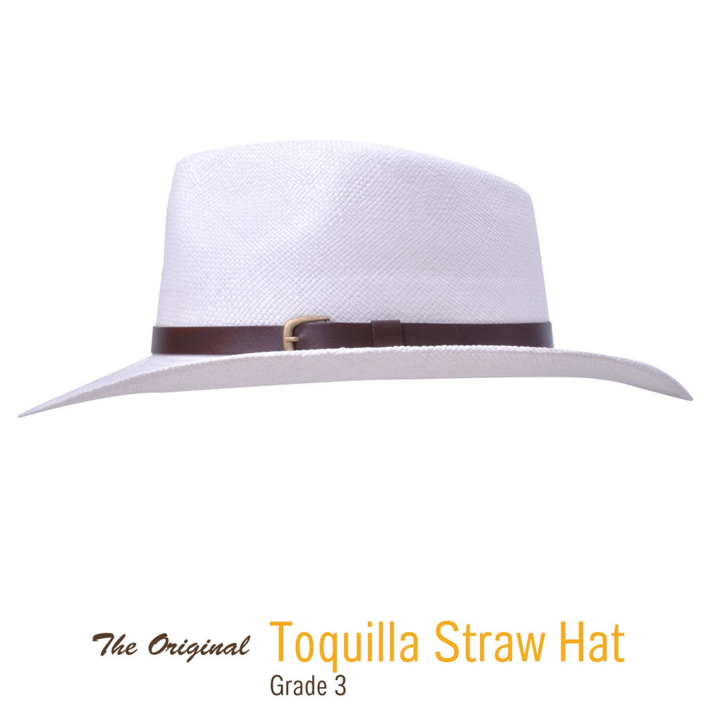 Panama Hat Teardrop Shape Recycled Leather Toquilla Straw K107877
