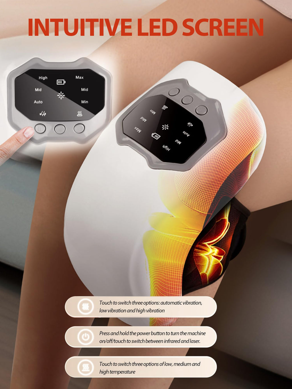 Cordless Portable Knee Massager with 3 Vibration Modes X38830