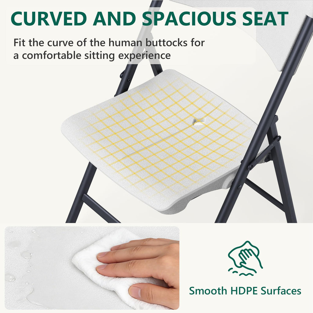 White 4 Pack Plastic Folding Chairs with Metal Frame H8564