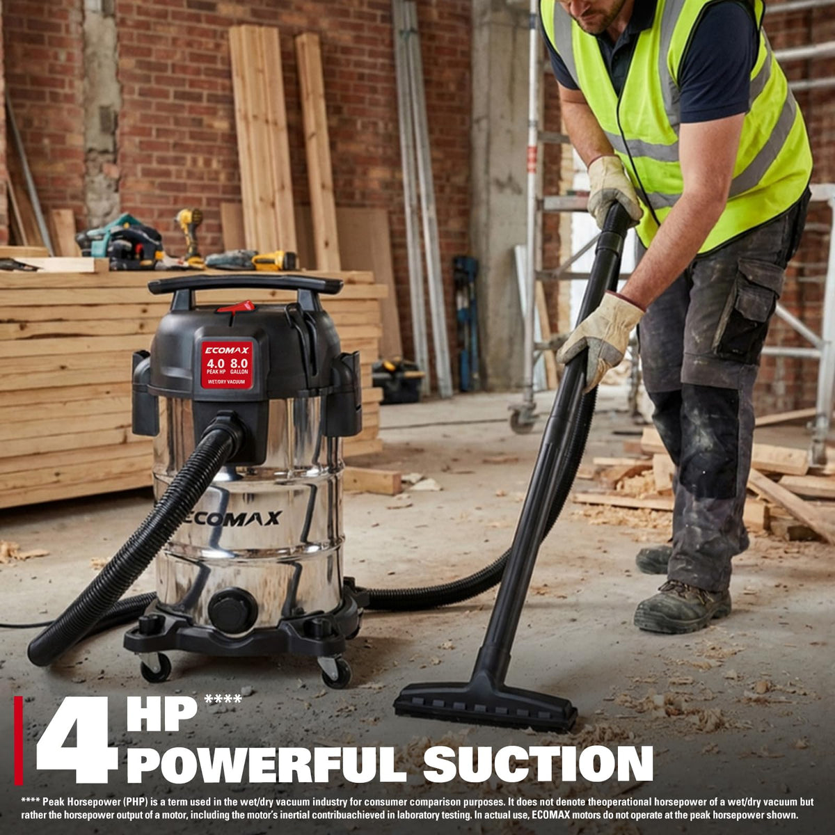 8 Gallon Stainless Steel Wet and Dry Shop Vacuum F573145