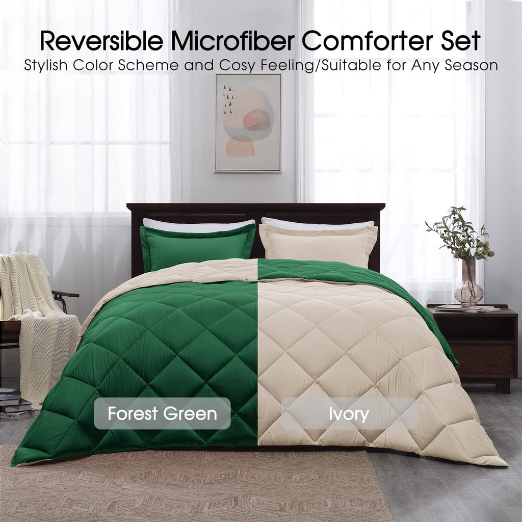 Forest Green King Size Reversible Down Alternative Comforter Set T297