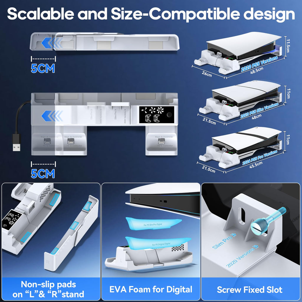 PS5 Horizontal Stand and Cooling Station with Controller Charging Station L13417