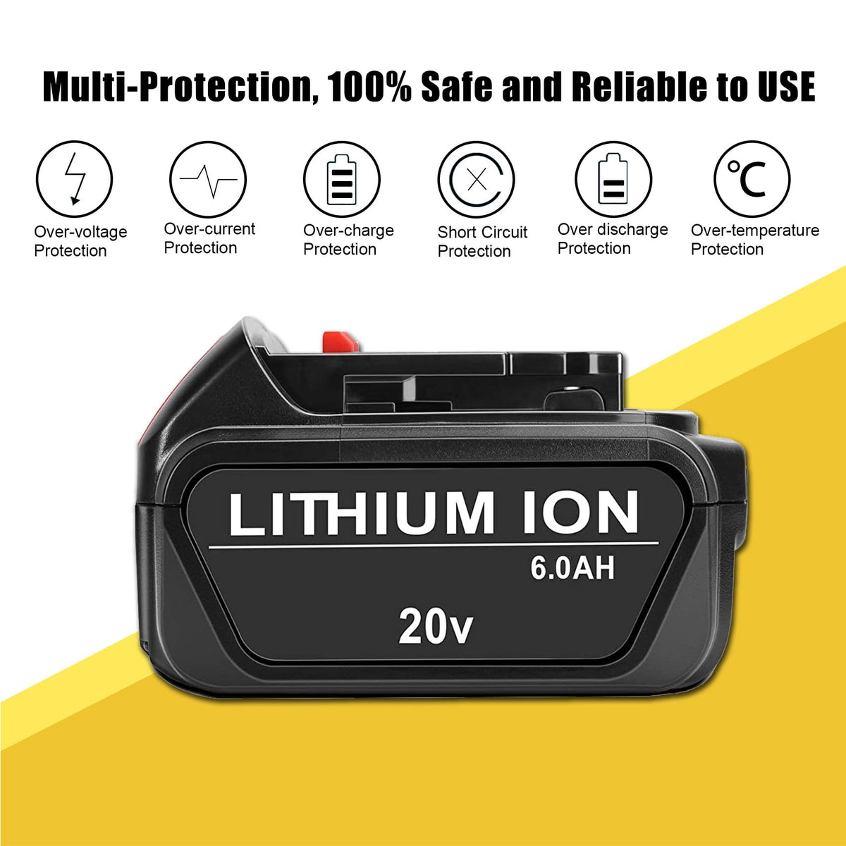 2 Pack 6.0Ah Replace Battery for 20V MAX Cordless Power Tools Z65888