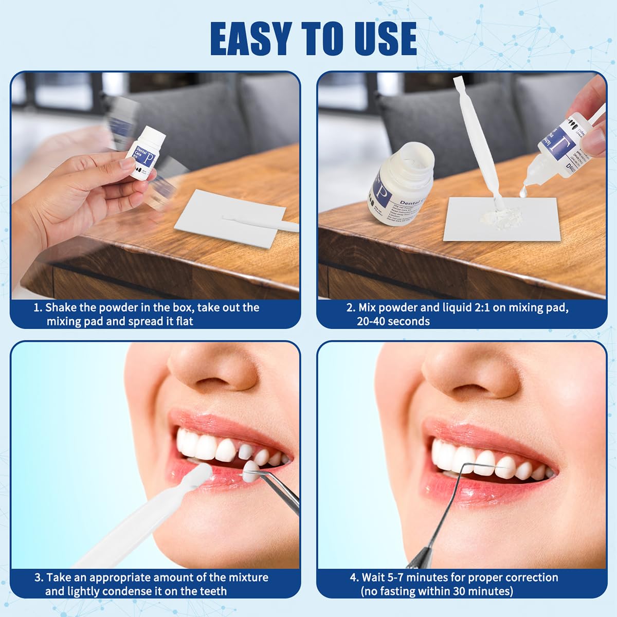 Temporary Teeth Replacement Zinc Oxide Eugenol Dental Kit 4 Pcs A888376