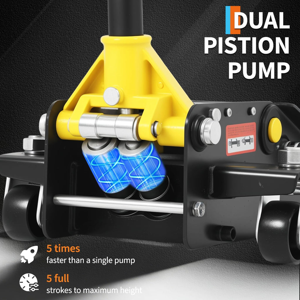 3 Ton Hydraulic Floor Jack Heavy Duty Steel Dual Piston Quick Lift Pump A7690