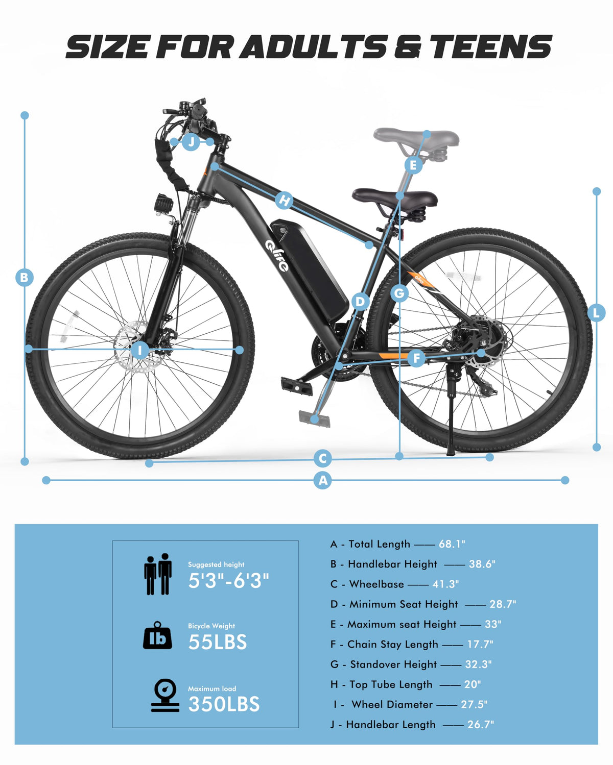21-Speed 1200W Electric Bike with 48V 10.4Ah Removable Battery Y9422