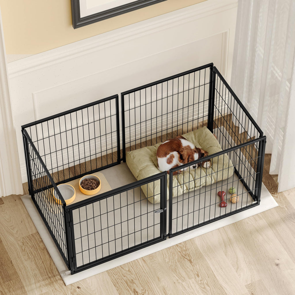 48 Inch Black Metal Dog Crate with Removable Top Cover Y50827