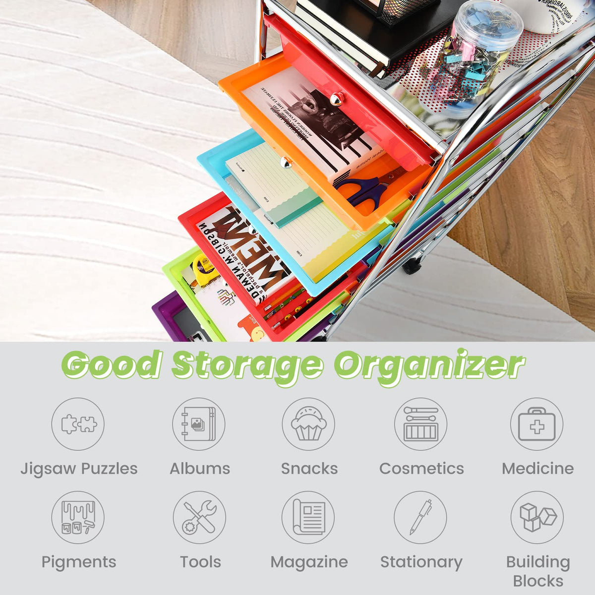 10 Drawer Rolling Storage Cart B107564