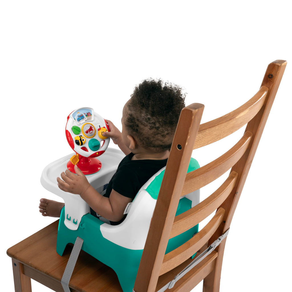 2 in 1 Compact Booster Feeding Seat with Musical Steering Wheel Toy X620