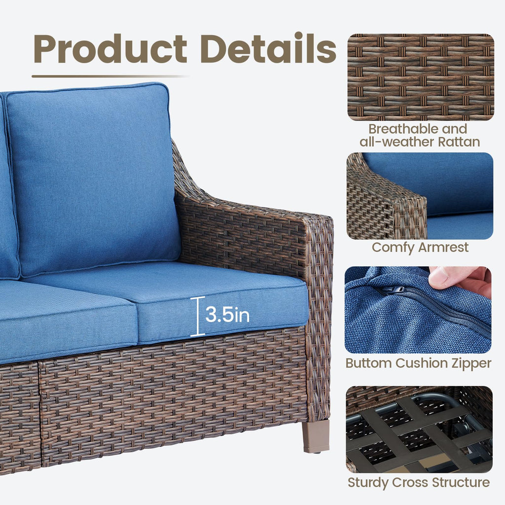 Brown PE Wicker Outdoor Sofa K51178
