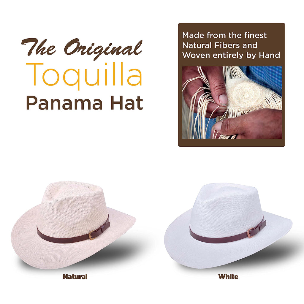 Panama Hat Teardrop Shape Recycled Leather Toquilla Straw K107877
